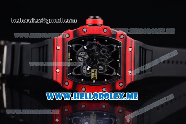 Richard Mille RM 35-01 RAFA Miyota 9015 Automatic PVD Case with Skeleton Dial and Black Rubber Strap Dot Markers - Click Image to Close